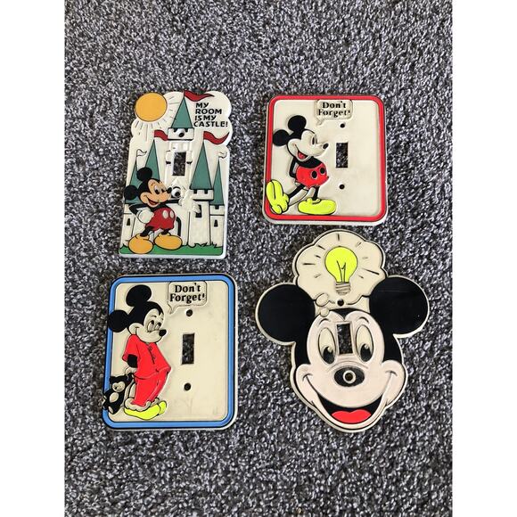 Disney Other - Vintage DISNEY Mickey Mouse Light Switch Cover Plate Lot Of 4